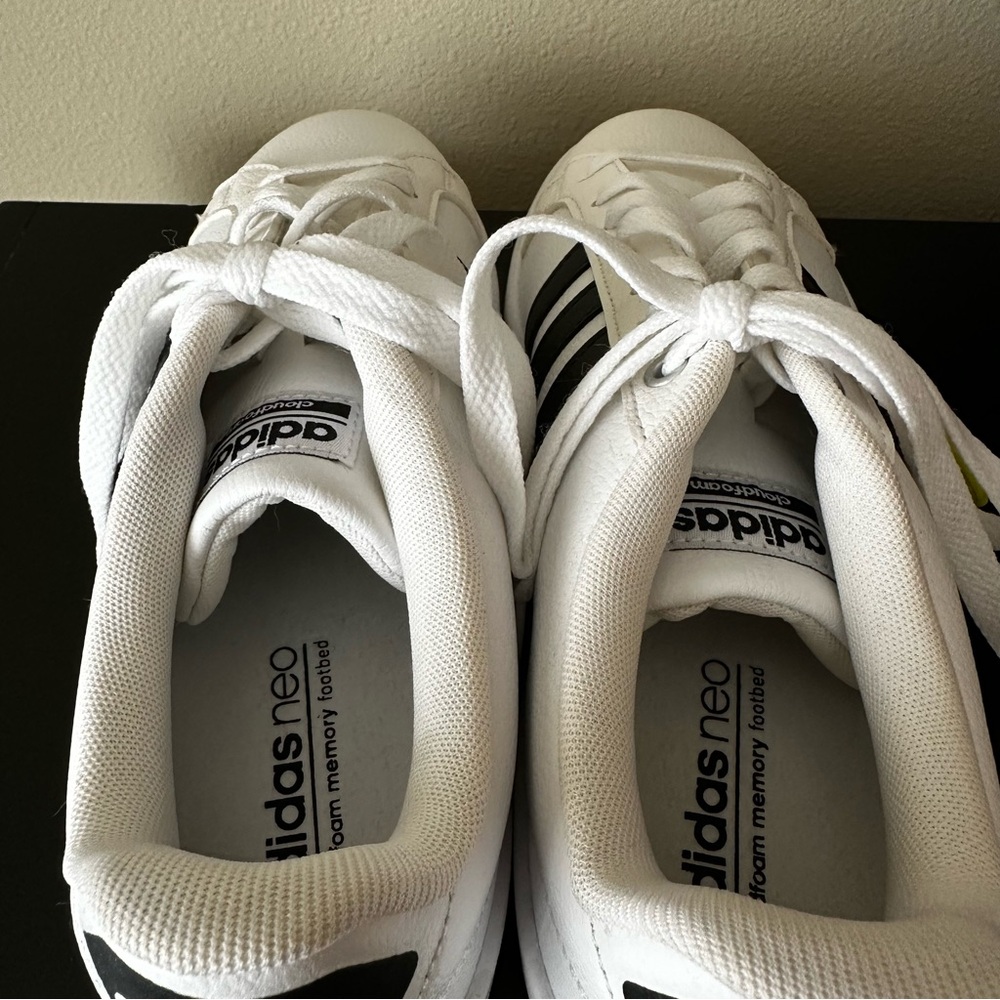 Adidas Neo Cloudfoam Sneakers Men’s 9.5 White Black Casual Comfort Shoes - Picture 7 of 16